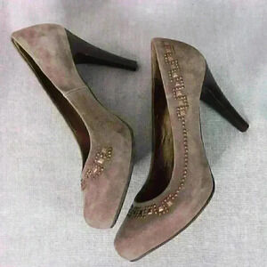 Nero Giardini Suede Pump Womens 36 EU 5 US 3.5" Stacked Heel Italy Y2K